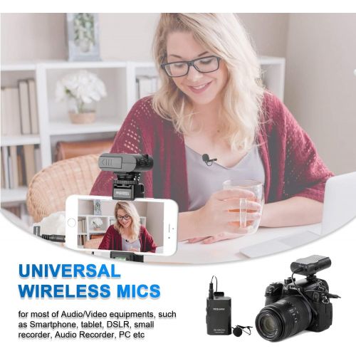  MOURIV MV-GMC201 2.4G Wireless Lavalier Microphone System Compatible with iPhone 11 X 8 8 Plus 7 6 Smartphone,Canon 6D 600D Nikon D800 D3300 Sony A7 A9 DSLR GoPro Hero4 Hero3 Hero3