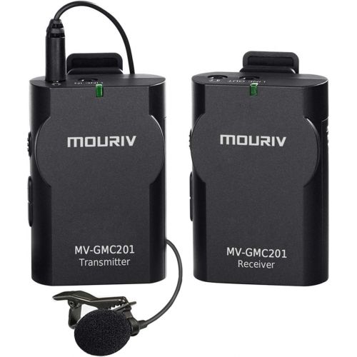  MOURIV MV-GMC201 2.4G Wireless Lavalier Microphone System Compatible with iPhone 11 X 8 8 Plus 7 6 Smartphone,Canon 6D 600D Nikon D800 D3300 Sony A7 A9 DSLR GoPro Hero4 Hero3 Hero3