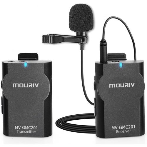  Wireless Lavalier Microphone Interview System for GoPro,Mouriv GMC201 Lapel Mic with Real-time Monitor Compatible with Canon 6D 5D2 Nikon Sony DV DSLR Camcorder GoPro Hero4 Hero3 H