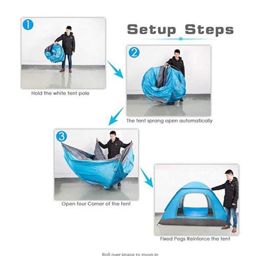  MOVTOTOP MISS&YG Pop-up Tent for 3-4 People People Automatically Open Tent - Super Waterproof Dome with Porch UV Protection Family Camping Tent with Tote