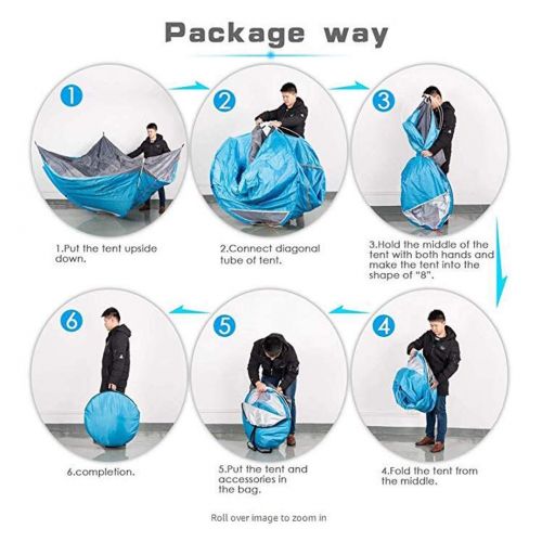  MOVTOTOP MISS&YG Pop-up Tent for 3-4 People People Automatically Open Tent - Super Waterproof Dome with Porch UV Protection Family Camping Tent with Tote