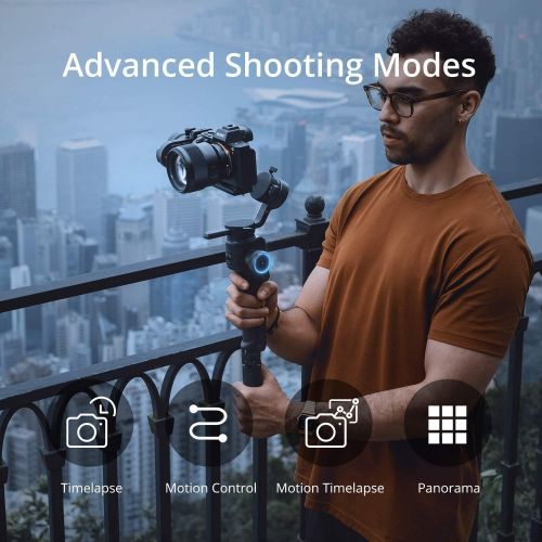  MOZA AirCross 2 Stabilizer 3-Axis Handheld Gimbal 8 Follow Modes Up to 7.1Lbs for Mirrorless Cameras Easy Set Up Auto-Tuning 12hrs Runtime with Phone Holder …