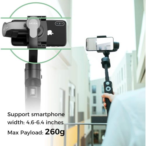  MOZA Mini-S Smartphone Gimbal Stabilizer with an Extension Pole, One-Button Zoom Object Tracking Foldable 3 Axis Gimbal for Smartphone iPhone 11/11Pro/Xs/Max/Xr/X/8/7/6 Plus Samsun