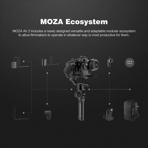  Moza MOZA Air 2 3-Axis Stabilized Handheld Gimbal for Mirrorless Camera, DSLR Camera, 9lbs Payload Capacity, 16-Hour Long Working Time, “4-Axis” 8 Follow Modes with Lennon LA5 Strong Ma