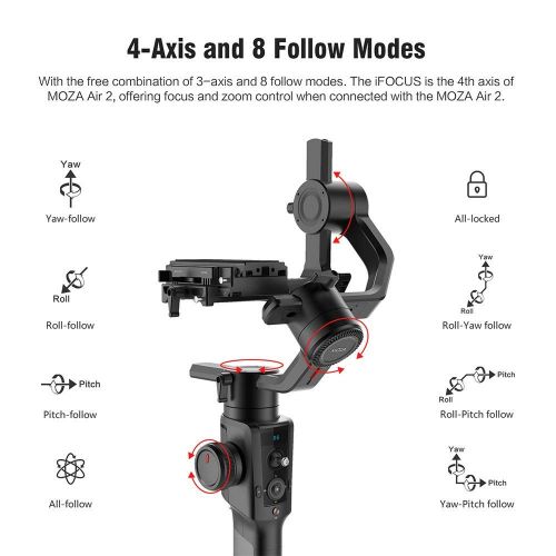  Moza MOZA Air 2 3-Axis Stabilized Handheld Gimbal for Mirrorless Camera, DSLR Camera, 9lbs Payload Capacity, 16-Hour Long Working Time, “4-Axis” 8 Follow Modes with Lennon LA5 Strong Ma