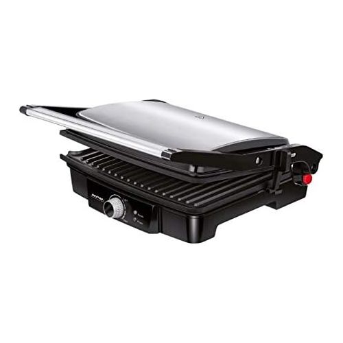  [아마존베스트]MPM MGR-09M Double Rocker Lid Grill Height Adjustable 180°C Opening Non-Stick Panels Stainless Steel Air Conditioning 2000W 2000 Black