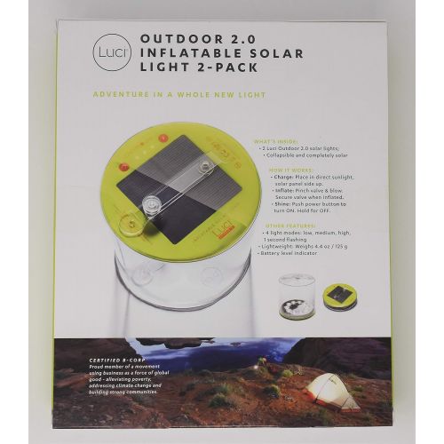  MPOWERD Luci Outdoor 2.0 - Inflatable Solar Light, Clear Finish, Adjustable Strap, 2-Pack