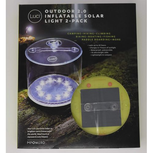  MPOWERD Luci Outdoor 2.0 - Inflatable Solar Light, Clear Finish, Adjustable Strap, 2-Pack