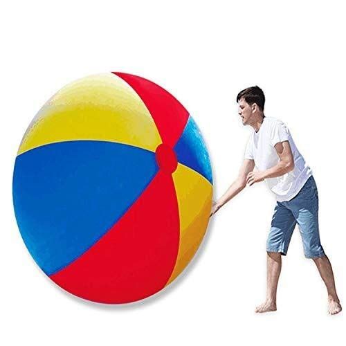  MQW Swimming Pool Summer Inflatable Toys Beach Ball, Large Three-Color PVC Inflatable Ball Thickening Entertainment Decoration Ball Water Float Toys 1.5m Leisure and Entertainment