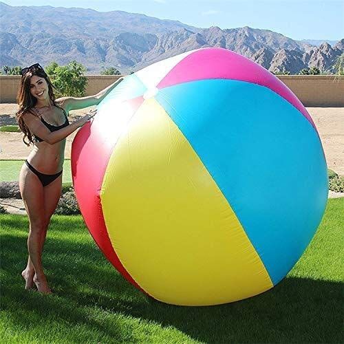  MQW Swimming Pool Summer Inflatable Toys Beach Ball, Large Three-Color PVC Inflatable Ball Thickening Entertainment Decoration Ball Water Float Toys 1.5m Leisure and Entertainment