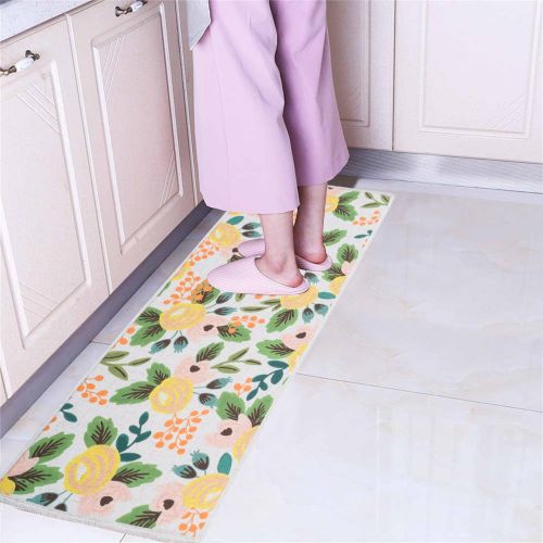  MR FANTASY Floral Kitchen Rugs Modern Anti-Fatigue Standing Chef Kitchen Mat Runner Non Skid Washable Bath Rug Laundry Mat 18x47