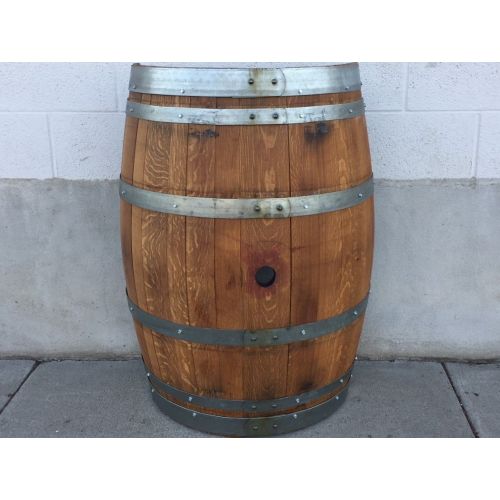  MR-UTAH.com Real Half Wine Barrel Stand or Planter - Clean Oak (Stained)