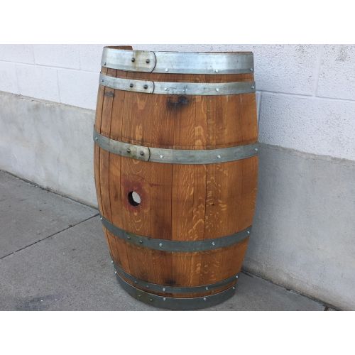  MR-UTAH.com Real Half Wine Barrel Stand or Planter - Clean Oak (Stained)