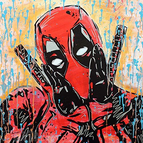  MR.BABES -Deadpool (Ryan Reynolds) - Original Pop Art Painting - Comic Book Movie Portrait