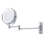 MRJ Bathroom Mirrors Wall Mounted with LED Lights Magnifying Lighted 6 Inch Makeup Mirror Two Sided 5X Magnification Swivel360° Extendable Powered by 4 X AAA Batteries (not Included)