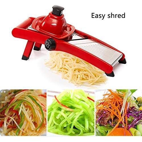  MRSLIU Mandoline Slicer + Blade Guard - Einstellbare Mandoline Gemuesehobel Und Franzoesisch Fry Cutter Essen Slicer, Gemuese Julienne - Premium Edelstahl