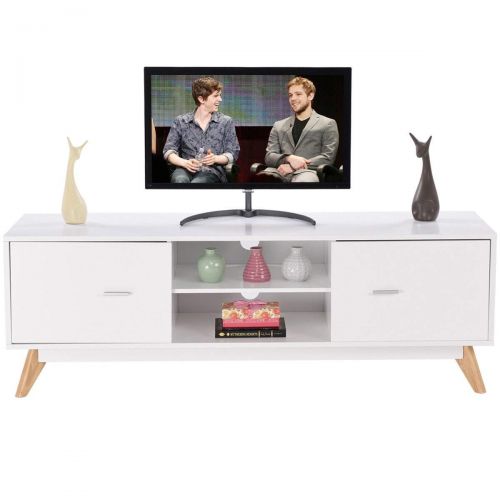  MRT SUPPLY Entertainment Center Console TV Shelf Standw/ 2 Doors with Ebook