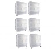 MRT SUPPLY Home 3 Drawer Wide Storage Cart Container w/Casters (6 Pack) with Ebook