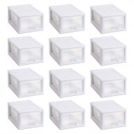 MRT SUPPLY Stackable Small Drawer White Frame & See-Through (12 Pack) with Ebook