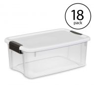 MRT SUPPLY 18 Quart Ultra Latch Storage Box with White Lid & Clear Base,18 Pack with Ebook