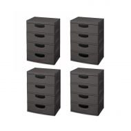 MRT SUPPLY 4-Drawer Heavy-Duty Gray Storage Unit with Black Handles (4 Pack) with Ebook