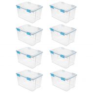 MRT SUPPLY 54 Quart Gasket Box in Clear with Blue Latches, 8 Pack with Ebook