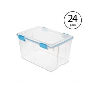 MRT SUPPLY 54 Quart 4 Piece Gasket Box Set in Clear with Blue Latches (24 Pack) with Ebook
