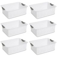 MRT SUPPLY Medium Ultra Plastic Storage Organizer Basket, White (6 Pack) with Ebook
