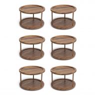 MRT SUPPLY Acacia 2 Tier Wooden Organizer Turntable, Brown (6 Pack) with Ebook