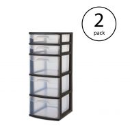 MRT SUPPLY 5 Drawer Tower Plastic Space Saving Home Storage Organizer (2 Pack) with Ebook