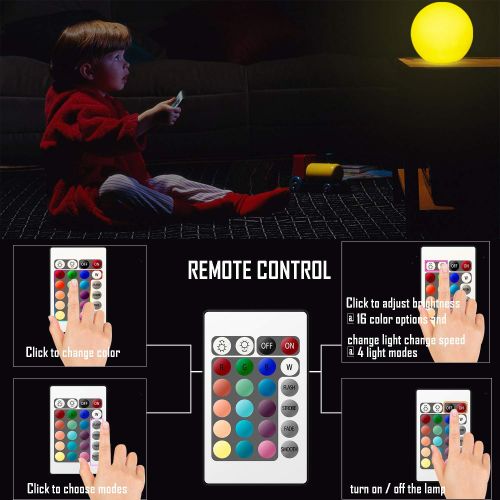  MRXUE Led Mood Light Ball with Remote Control, LED Ball Light, Rechargeable Waterproof Kids Night Light Have 16 Dimmable Colors & 4 Modes Decorative Light,23.6/60cm