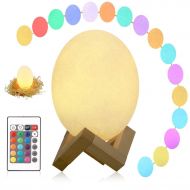 MRXUE 3D Print Dinosaur Egg Lamp 7.9 Inch LED Bedside Night Light Touch/Remote Control Dimmable Lighting 16 Colors Mood Lights for Kids
