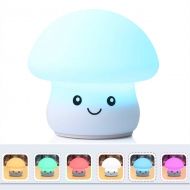 MRXUE Colorful Night Light LED Cute Silicone Mushroom Bedside Lamp Sensitive Tap Control Dimmable Lighting USB Rechargeable Mood Lights