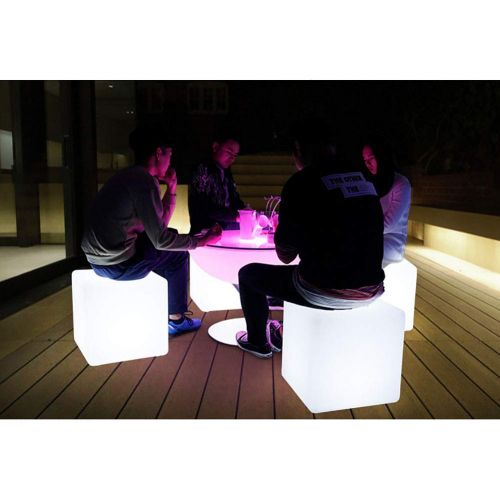  MRXUE Rechargeable Colour Changing Led Mood Light Cube with Remote Control, Waterproof Indoor/Outdoor Led Night Light Stool, Home Party Decorative Lighting,10cm10cm10cm