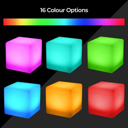  MRXUE Rechargeable Colour Changing Led Mood Light Cube with Remote Control, Waterproof Indoor/Outdoor Led Night Light Stool, Home Party Decorative Lighting,10cm10cm10cm