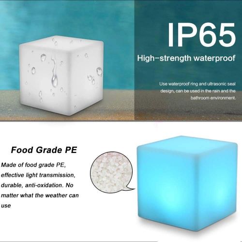  MRXUE Rechargeable Colour Changing Led Mood Light Cube with Remote Control, Waterproof Indoor/Outdoor Led Night Light Stool, Home Party Decorative Lighting,10cm10cm10cm