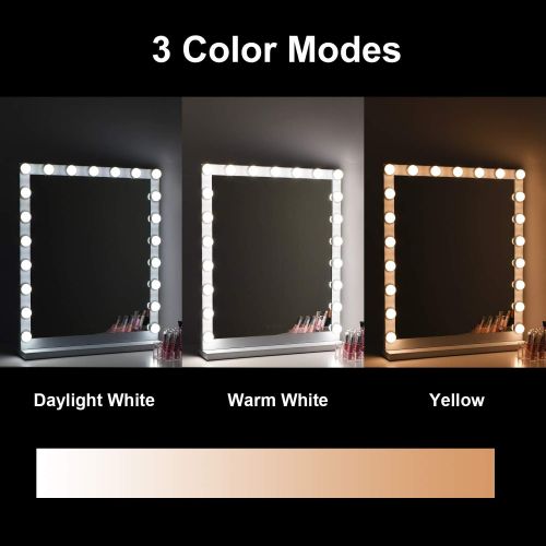  MRah Lighted Makeup Vanity Mirror, 3 Color Modes Tabletops Lighted Mirror LED Illuminated Cosmetic Mirror with 21 LED Dimmable Bulbs (25 x 20)