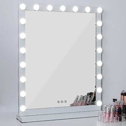  MRah Lighted Makeup Vanity Mirror, 3 Color Modes Tabletops Lighted Mirror LED Illuminated Cosmetic Mirror with 21 LED Dimmable Bulbs (25 x 20)