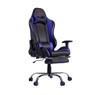 MS Racing Office Chair Gaming Chair High-Back PU Leather Computer Desk Chair Executive and Ergonomic Style Swivel Chair with Headrest and Lumbar Support (BlueBlack)