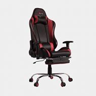 MS Racing Office Chair Gaming Chair High-Back PU Leather Computer Desk Chair Executive and Ergonomic Style Swivel Chair with Headrest and Lumbar Support (RedBlack-with Footrest)