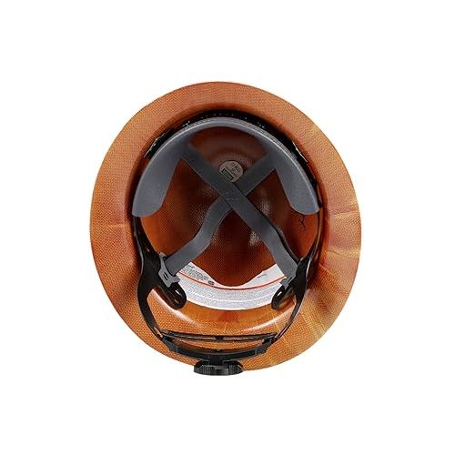  MSA 475407 Skullgard Full-Brim Hard Hat with Fas-Trac III Ratchet Suspension | Non-slotted Hat, Made of Phenolic Resin, Radiant Heat Loads up to 350F - Standard Size in Natural Tan