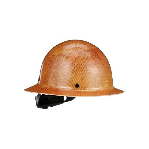  MSA 475407 Skullgard Full-Brim Hard Hat with Fas-Trac III Ratchet Suspension | Non-slotted Hat, Made of Phenolic Resin, Radiant Heat Loads up to 350F - Standard Size in Natural Tan