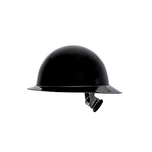  MSA 475414 Skullgard Full Brim Safety Hard Hat with Fas-Trac III Ratchet Suspension | Non-Slotted Hat, Made of Phenolic Resin, Radiant Heat Loads up to 350F - Standard Size in Black