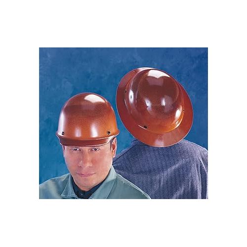  MSA 454672 Skullgard Full-Brim Hard Hat with Staz-on Pinlock Suspension | Non-slotted Cap, Made of Phenolic Resin, Radiant Heat Loads up to 350F - Standard Size in Brown