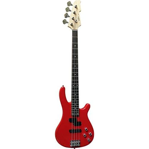  [아마존베스트]MSA Electric Bass  Dark Red Transparent  Electric Bass with Solid Wood Body  Vision Sound Guitar  Long Scale + Cable  JB8RT