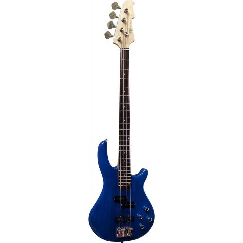  [아마존베스트]MSA Electric Bass  Set  Dark Blue Transparent  Electric Bass  Gig Bag  Strap  Amplifier 45 Watt  Tuner  3x Plectrums  Cable  Vision Sound Guitar  Long Scale  JB8BLT