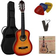 [아마존베스트]MSA 1/4 Guitar - Concert Guitar in Set - Childrens Guitar - Classic - Sunburst - Lime Wood Top - Bag - Band - Strings - 3x PIK