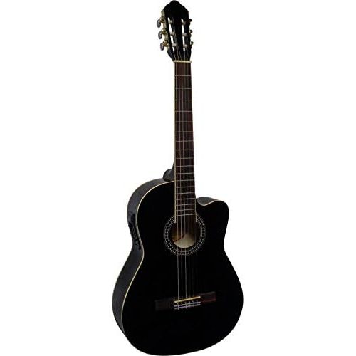  [아마존베스트]MSA 4/4 Guitar with Pickup - Concert Guitar in Set - Classic - Black - with 4 Band EQ - Bag - Band - Strings - 3x Picks - Tuner ET33B - CK111