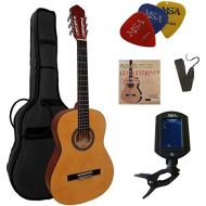 [아마존베스트]MSA 4/4 Guitar  Concert Guitar in Set  Classic  Natural  Lime Wood Top  Bag  Band  Strings  3x PIK  Tuner ET33B  C22