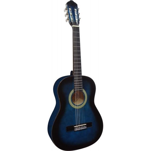  [아마존베스트]MSA 3/4guitar in blue/shaded, classic concert guitar C9 set, lime wood base, case, strap, strings, 3 x picks, tuner ET33B